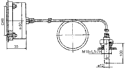 Габаритно-присоединительные размеры термометра ТКП-60С
